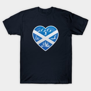 I Love Scotland Flag Castles Nessie Hiking T-Shirt